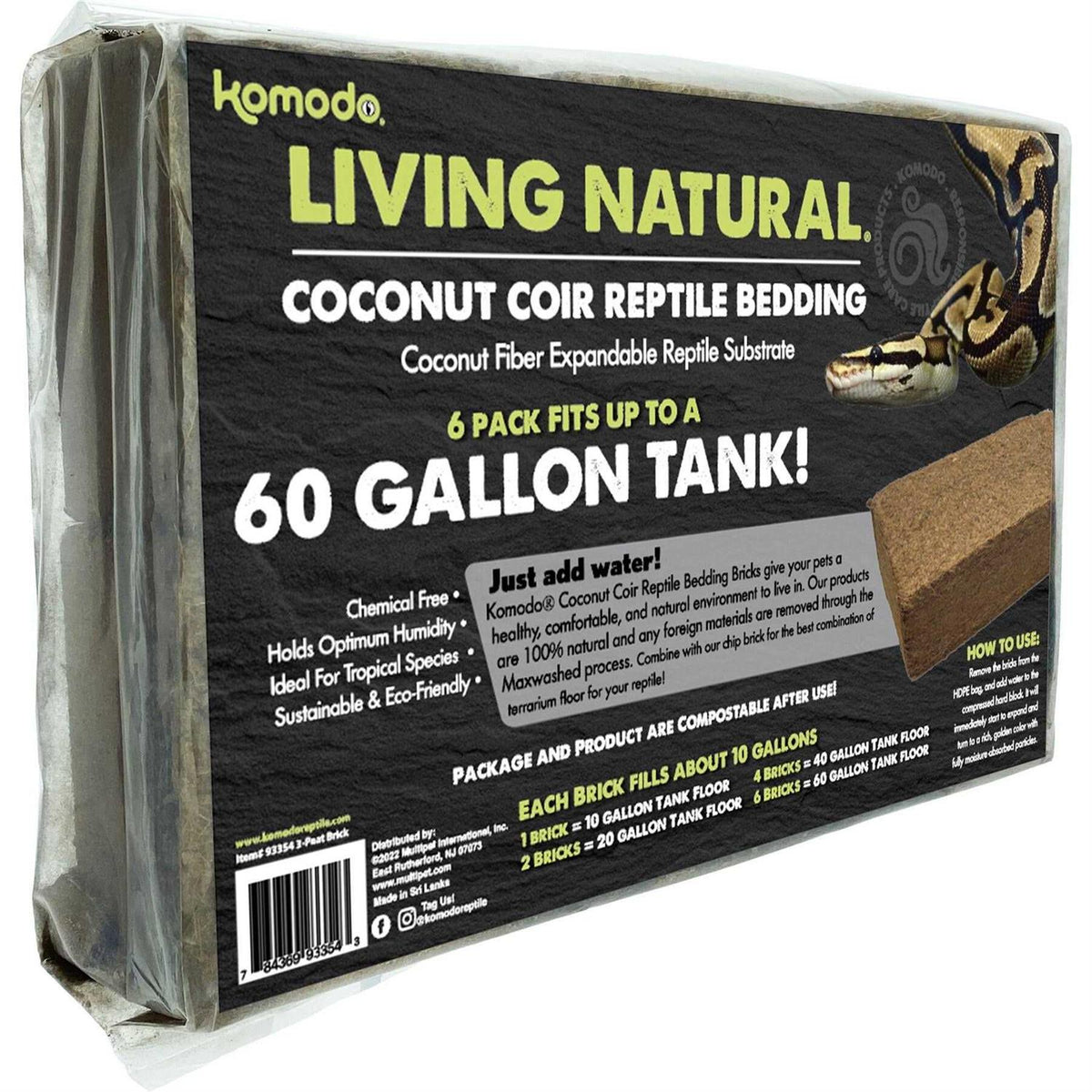 Natural Coconut Coir Reptile Bedding Brick I31589