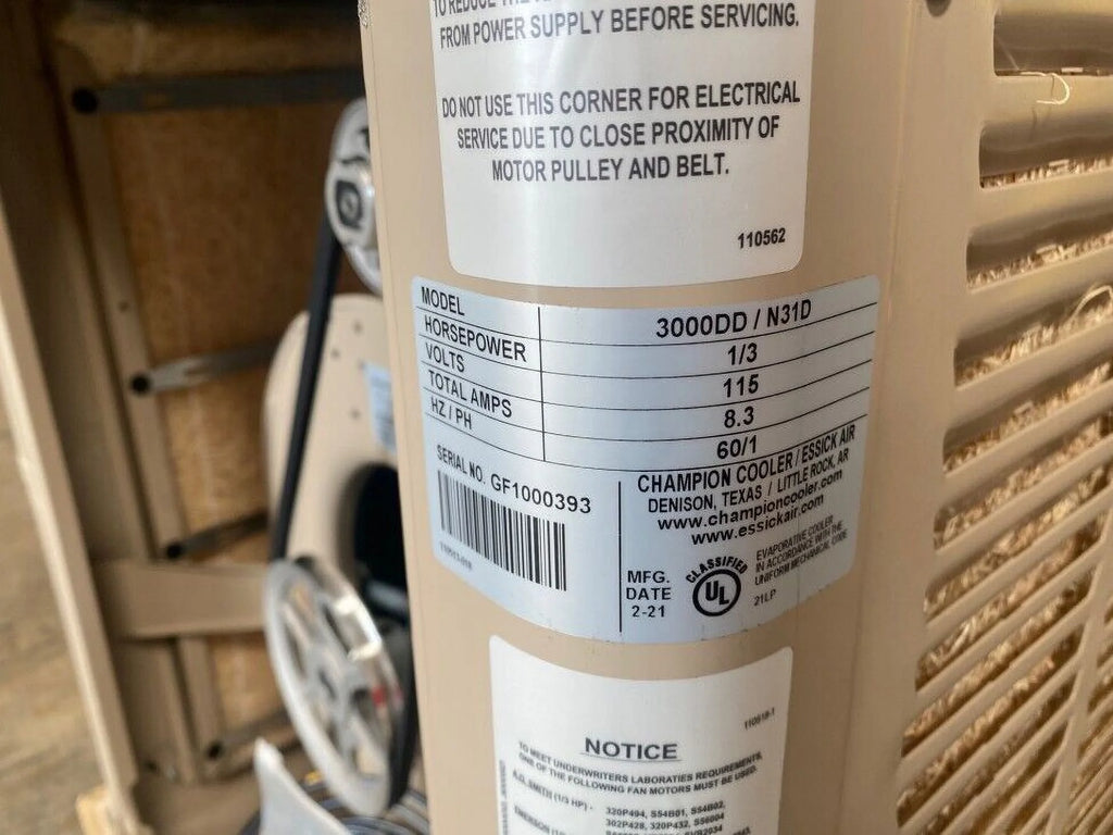 Commercial Evaporative Cooler Fan 3800 CFM Down-Draft Roof 115V L74481