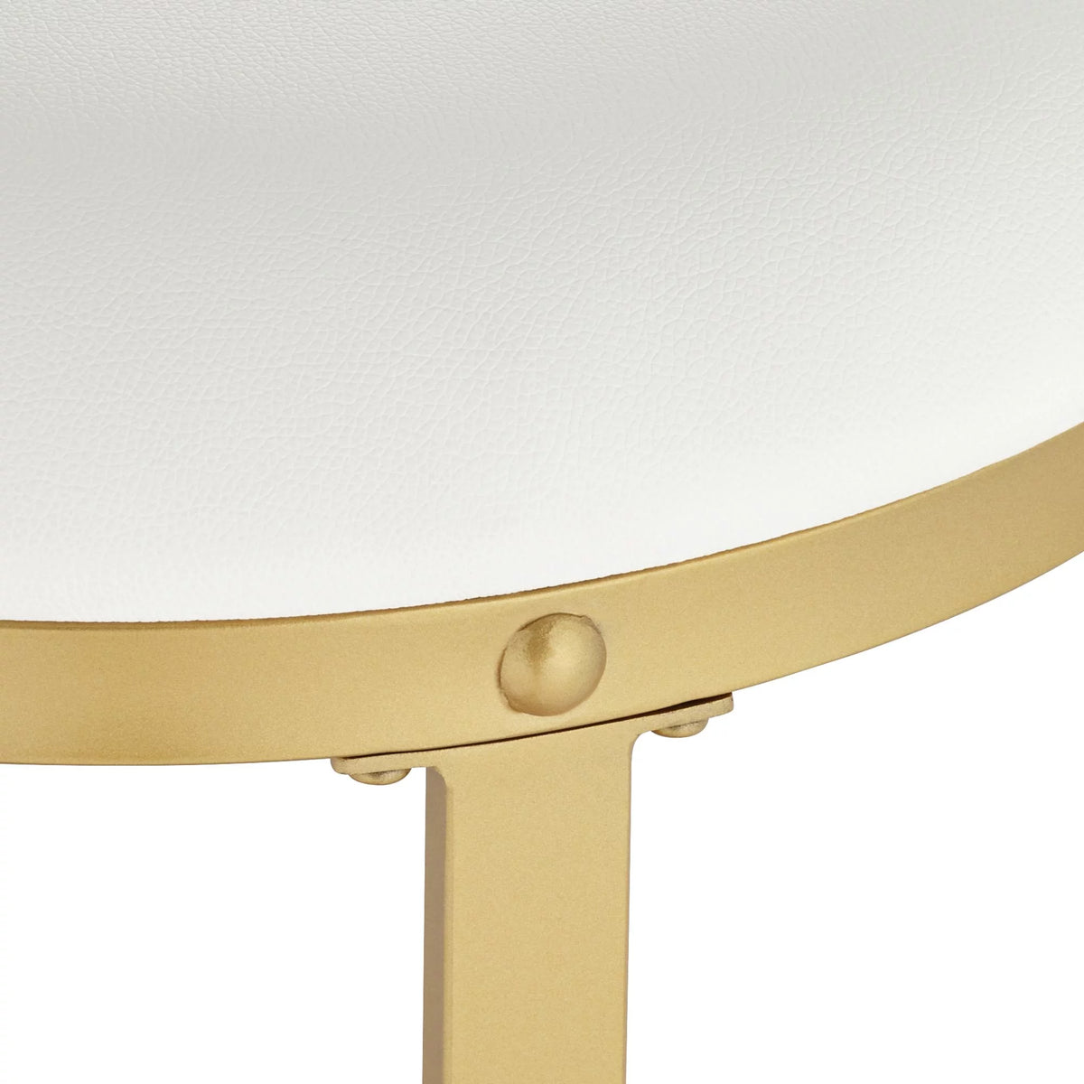 Gold Metal Bar Stool 26" High White Fabric Round Cushion with Footrest A69144