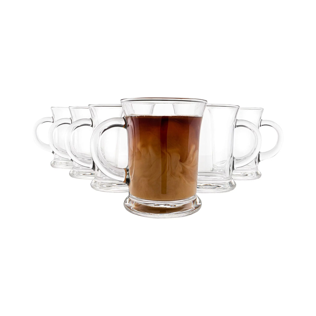 Clear Glass Coffee Mugs Set of Six Q37555