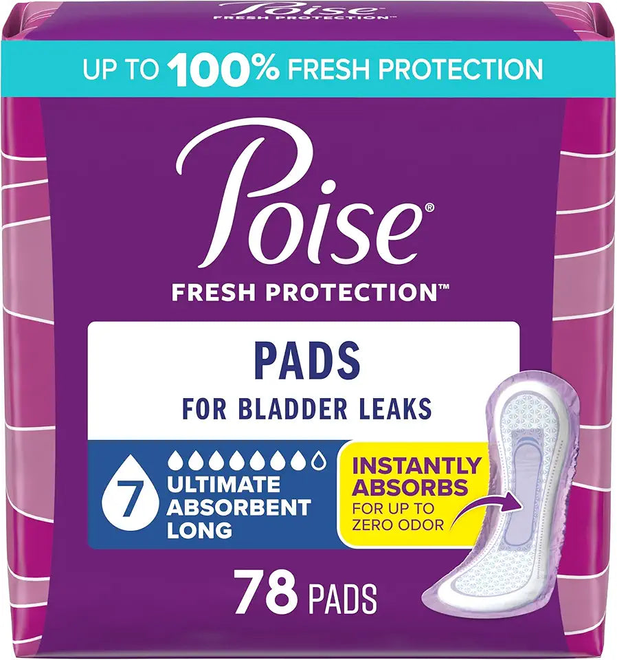 Incontinence & Postpartum Pads, 7 Drop Ultra Absorbency, Long Length, 78 Count C5988
