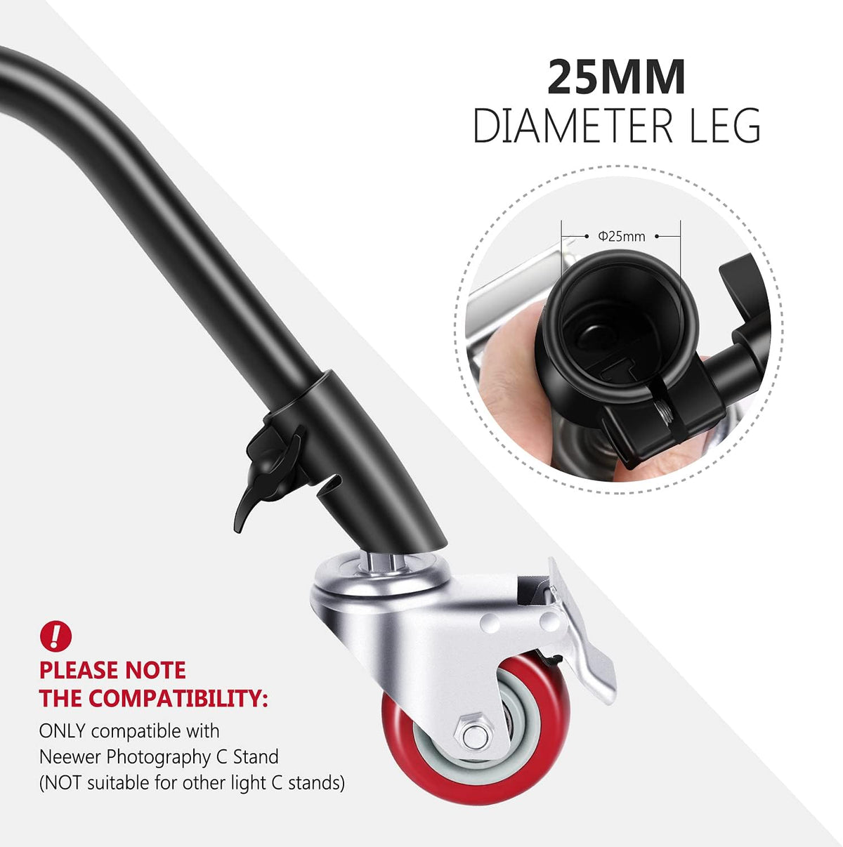 3-Pack Swivel Caster Wheels Set with 75mm Diameter Metal Rubber Black Z563