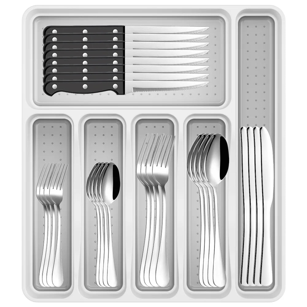 49-Piece Stainless Steel Silverware Set with Organizer M430