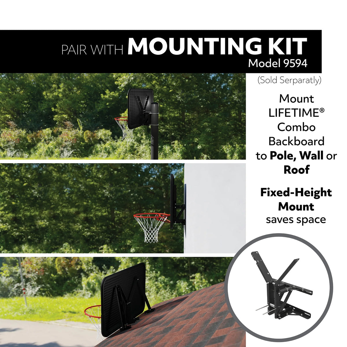 44 inch Polycarbonate Basketball Backboard and Rim Combo E308