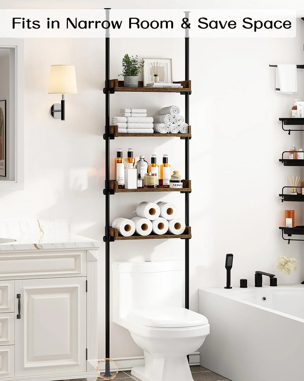 4-Tier Adjustable Wood Over The Toilet Storage M1658