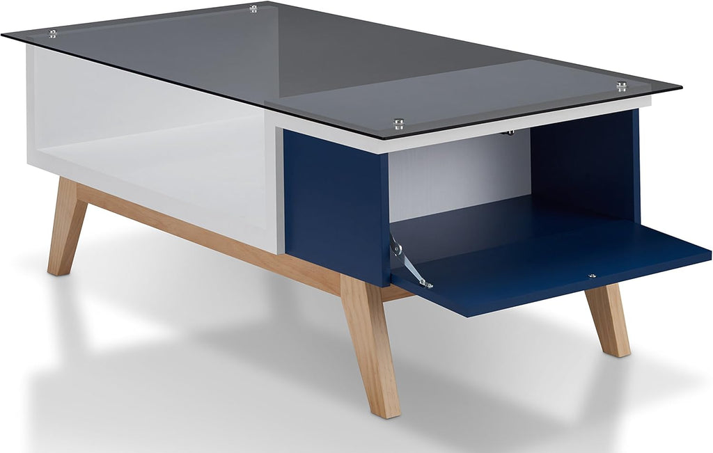 Mid-Century Coffee Table with Glass Top V78357
