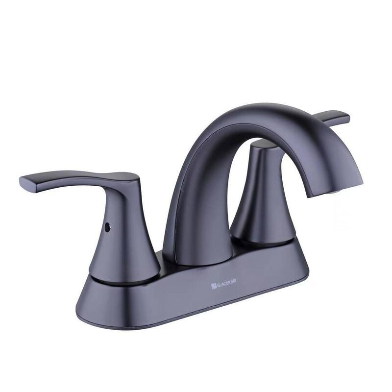 Centerset Double-Handle High-Arc Bathroom Faucet in Matte Black V8700