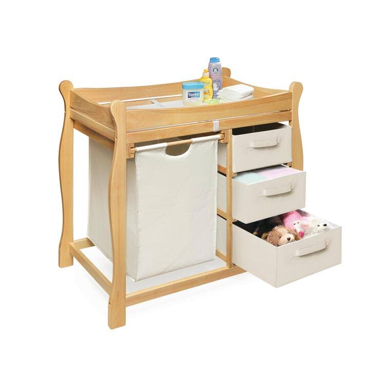 White Changing Table with Hamper and Baskets P843892