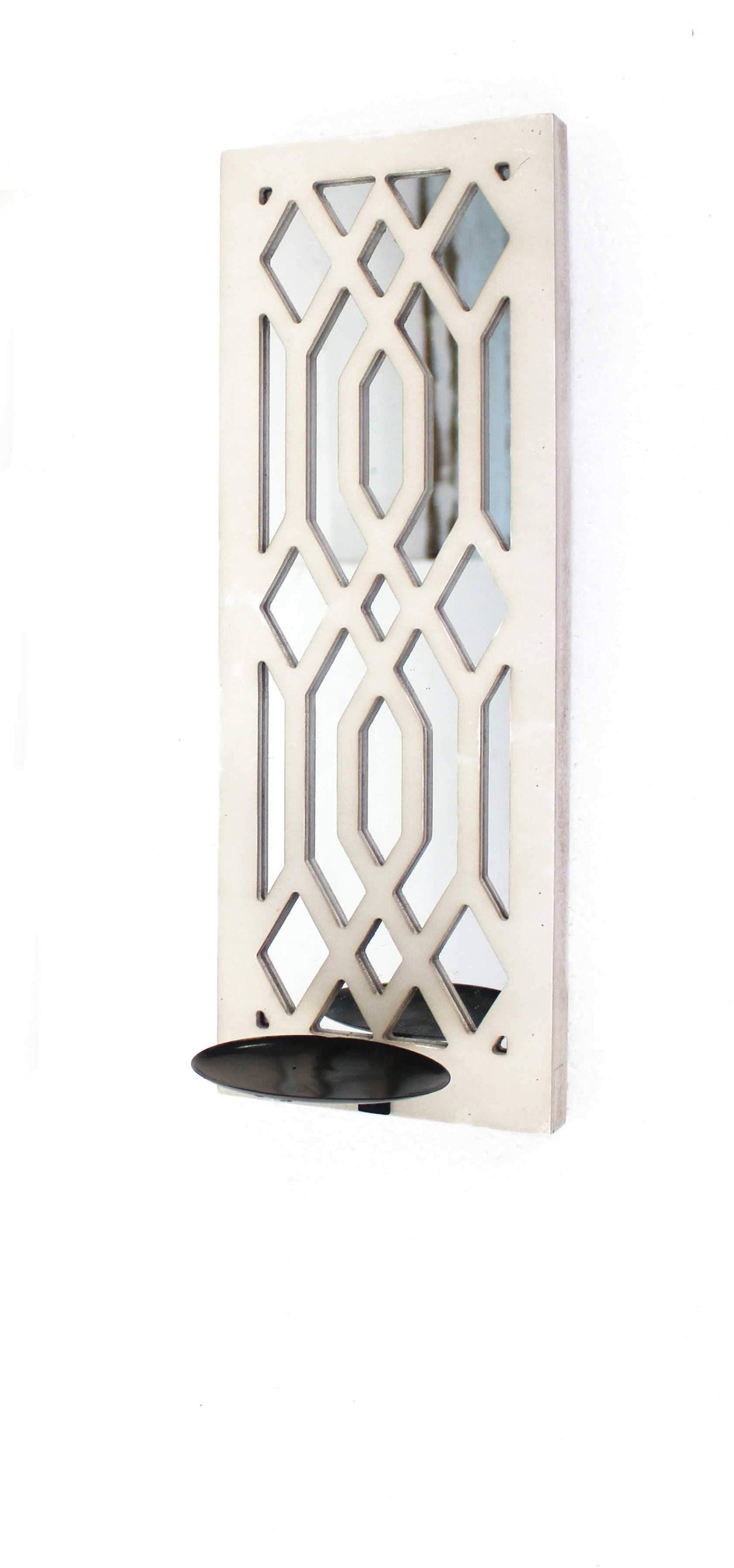 White Traditional Wooden Cross Candle Holder Sconce O376
