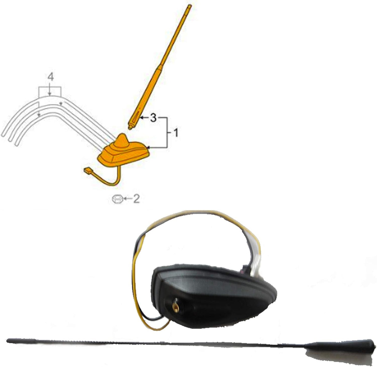 Car Roof Antenna Mast Replacement Pack of 2 U18777