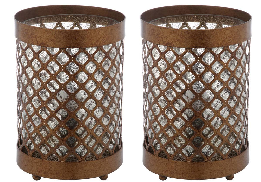 Gold Hurricane Lamp Set of 2 T8321