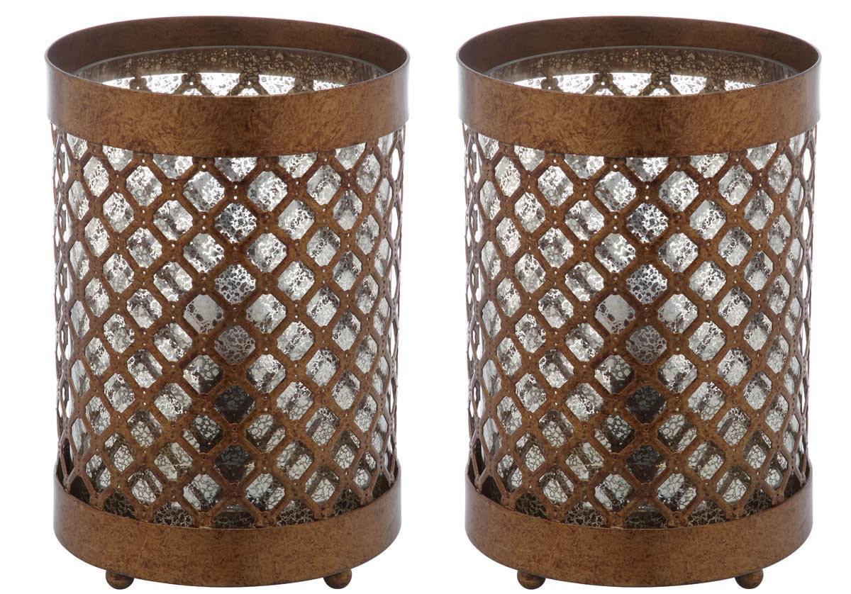 Gold Hurricane Lamp Set of 2 T8321