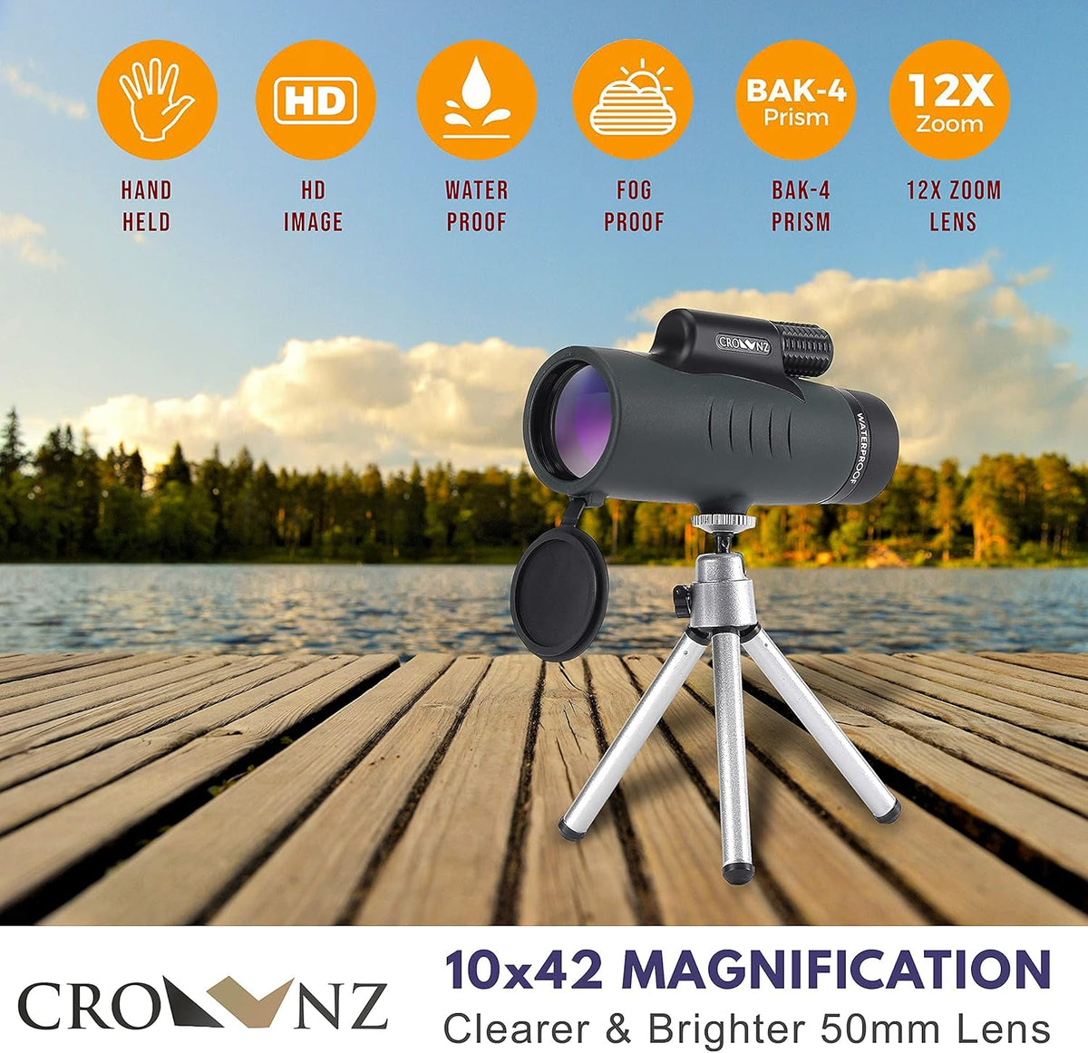 Waterproof Fog Proof High Power Monocular with Tripod F491