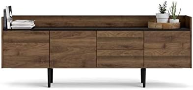 Walnut and Black 2 Drawer 3 Door Sideboard Cabinet U909