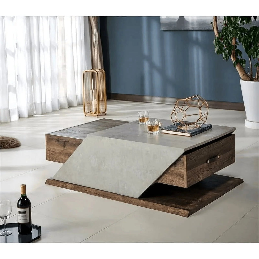 Oak Wood Storage Coffee Table and End Table Set G3589