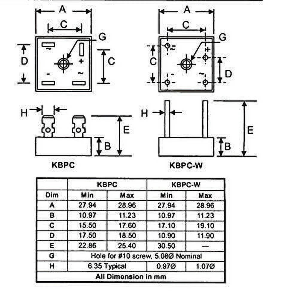 5/10Pcs 1000V 50A Metal Case Single Phase Diode Bridge Rectifier W66428