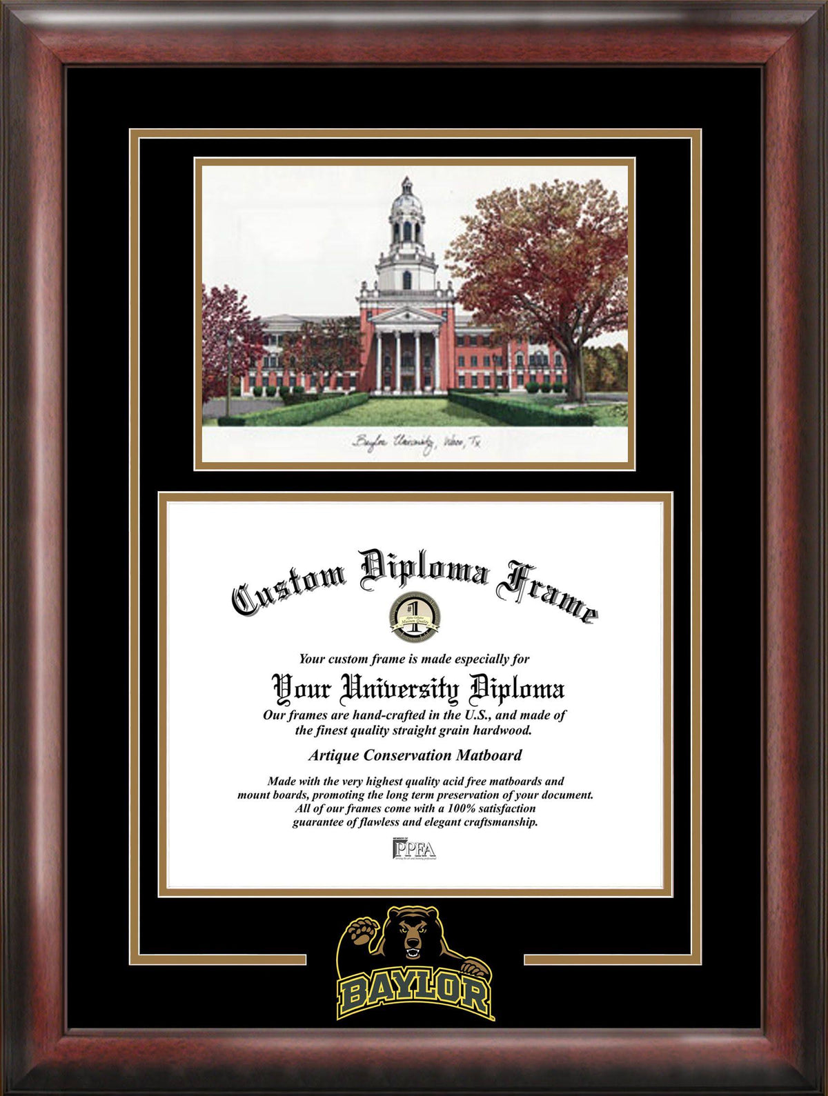 Graduate Diploma Frame with Campus Images Lithograph Y4750