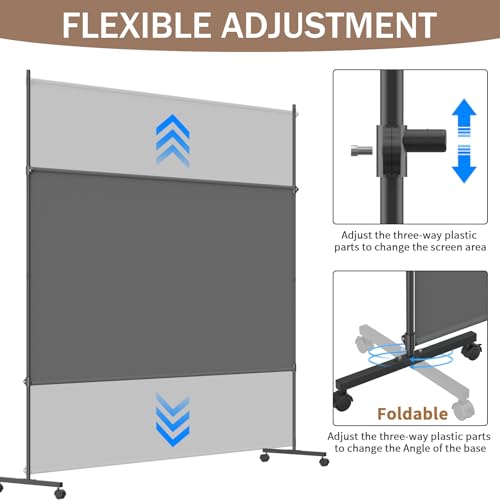 Height Adjustable Single Panel Room Divider with Caster Wheels and Brakes E412865