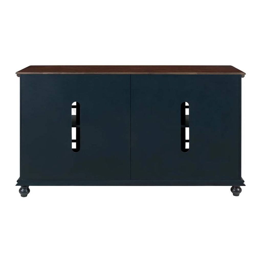 63" TV Stand Catalina Blue with Walnut Top S1474