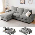 99" Convertible Sleeper Sofa Bed L Shaped with Storage Chaise Pull Out Couch Chenille Covers (Gray) S5371