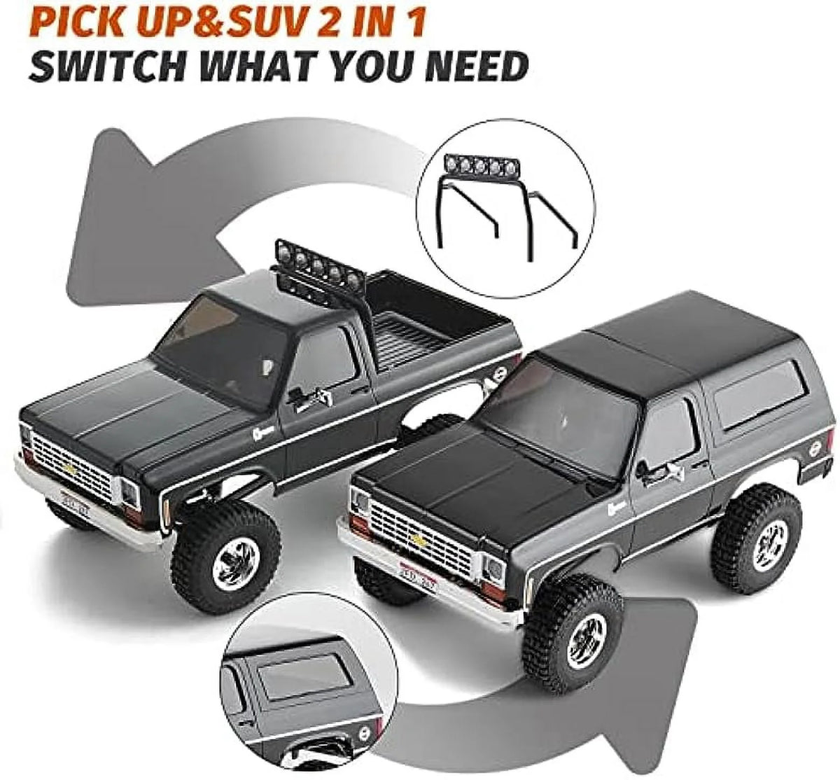 Black 1/24 RC Crawler 4WD Off-Road RC Model W801