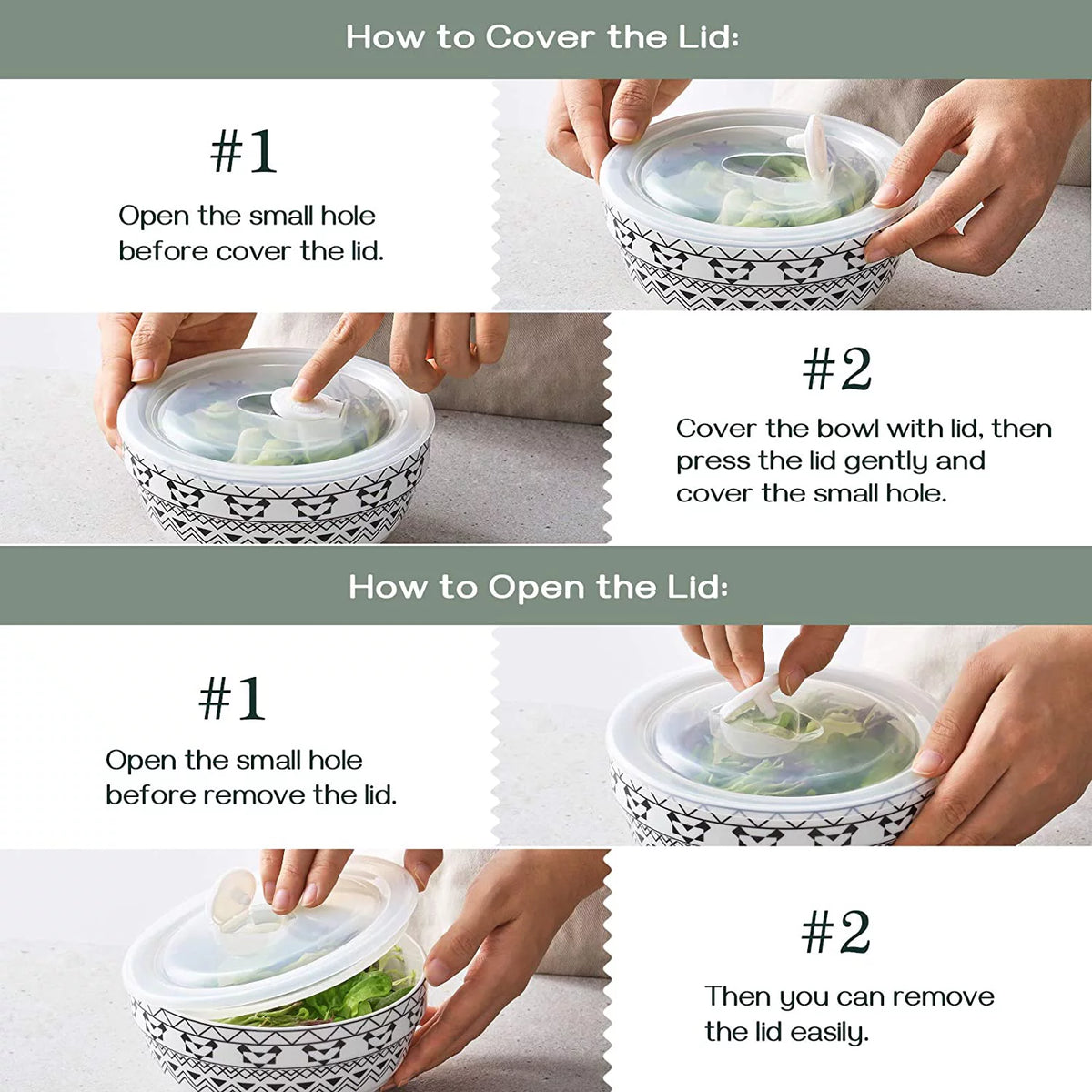 4 Pack 22 oz Porcelain Ceramic Bowls with Lid X49944
