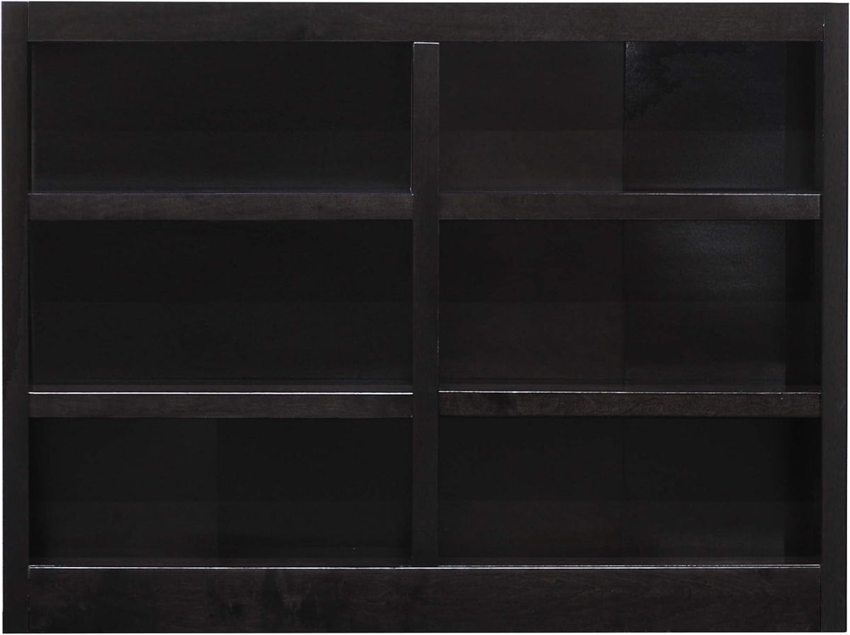 6 Shelf Double Wide Wood Bookcase V434