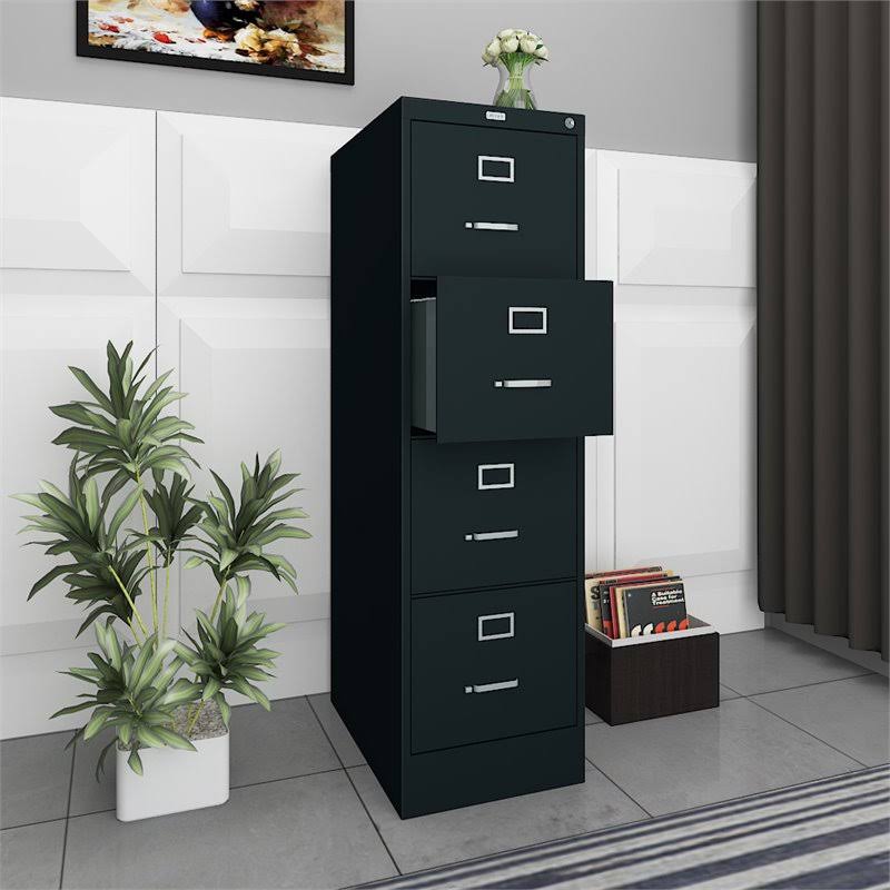 4 Drawer Letter File Cabinet in Black U666321