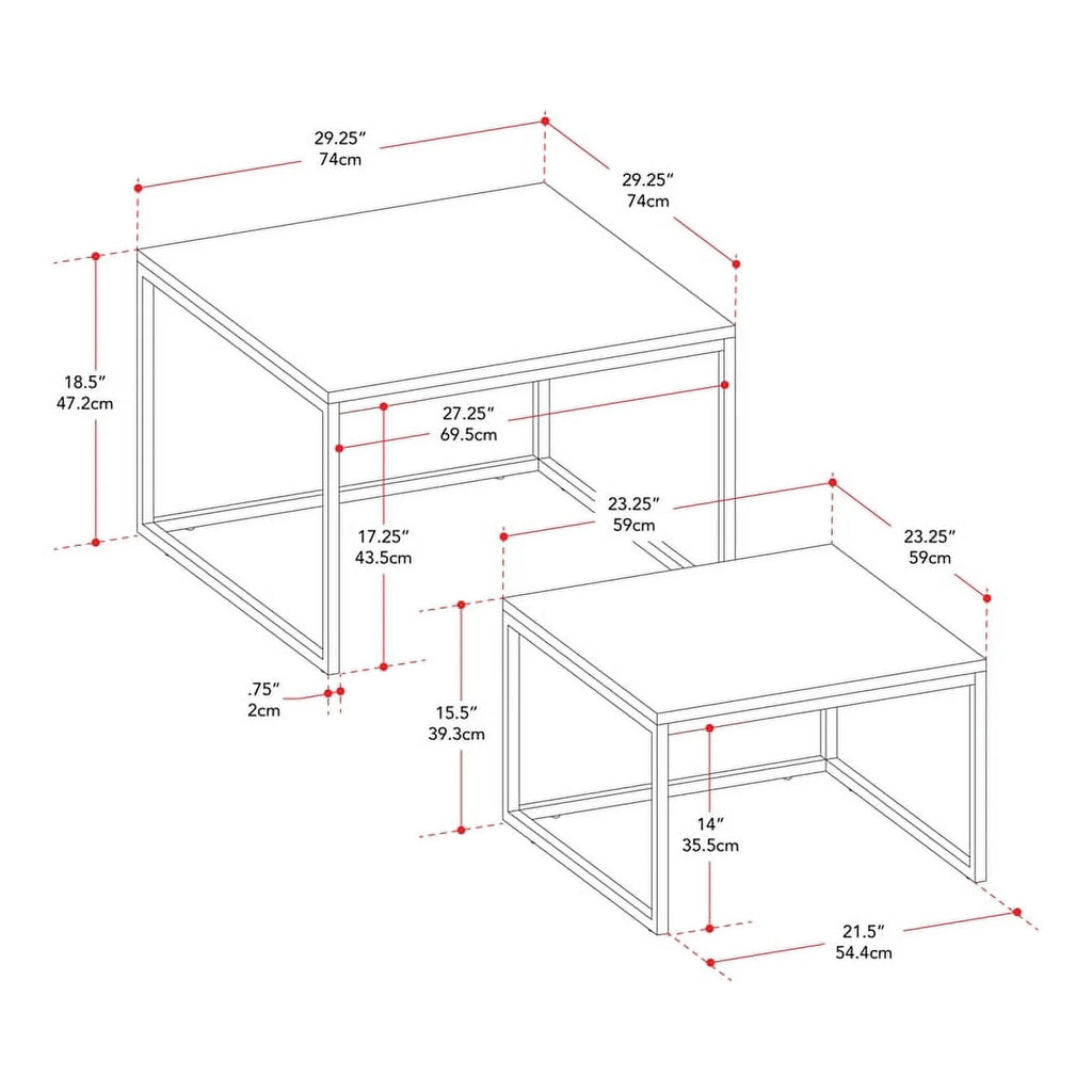 Brown Wood & Metal Nesting Coffee Tables I56097