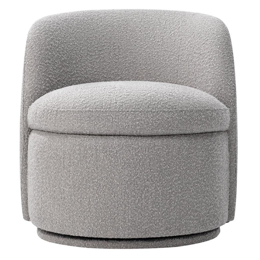 White Boucle Fabric Barrel Accent Chair G276122