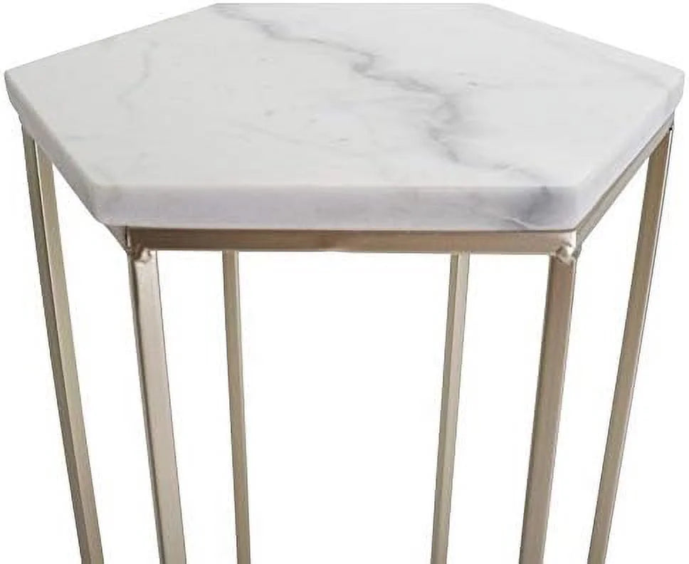 Hexagon End Table Set with Mirrored Tops B928