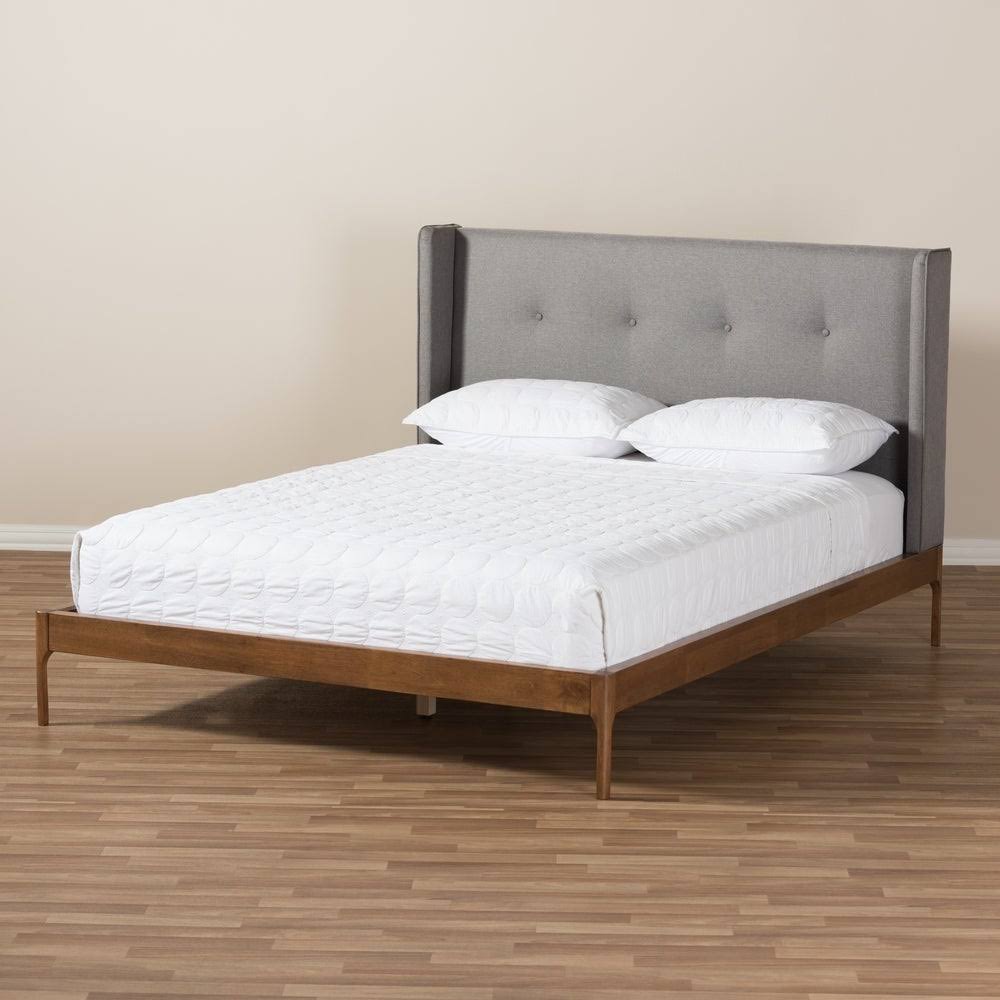 King Grey Fabric Platform Bed U843