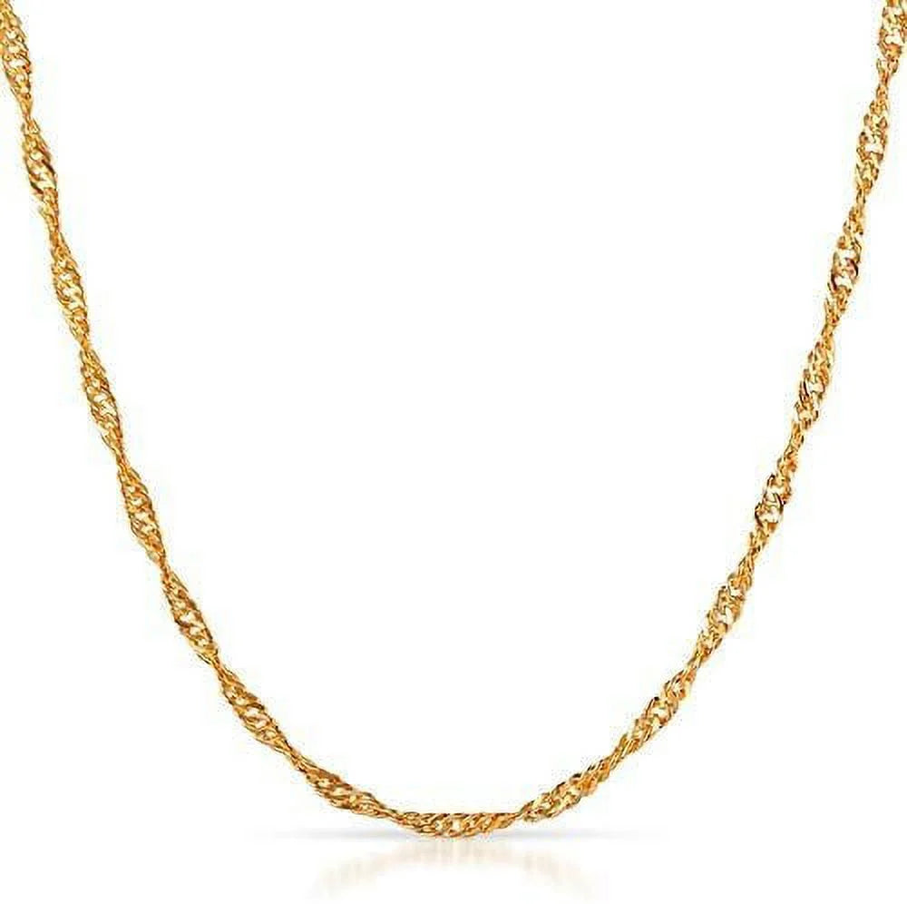 16 Inch 14K Yellow Gold 1.5mm Singapore Pendant Chain Necklace R821793
