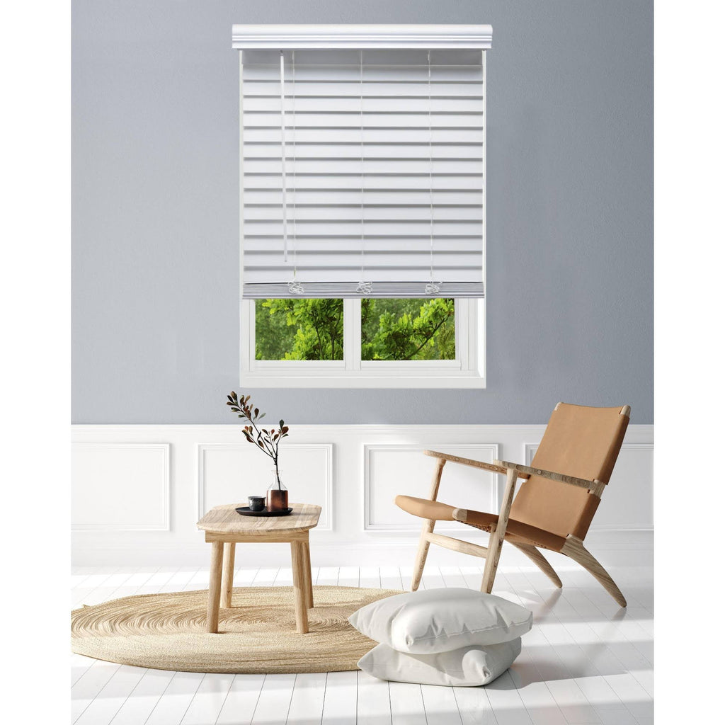 White 68.5 W x 60 H Faux Wood Blinds P824