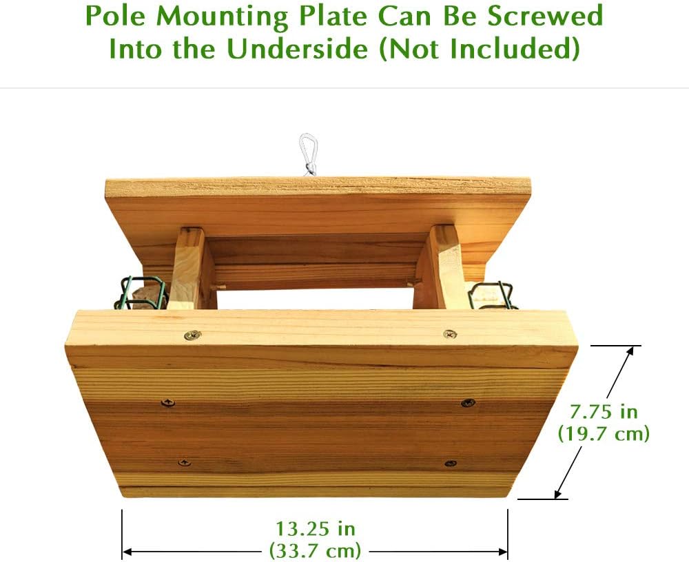 Gray Bunny Deluxe Hopper Feeder with 2 Suet Cages, Solid Wood Large Wild Bird Feeder, Hanging Birdfeeder, Pack of 2 S604