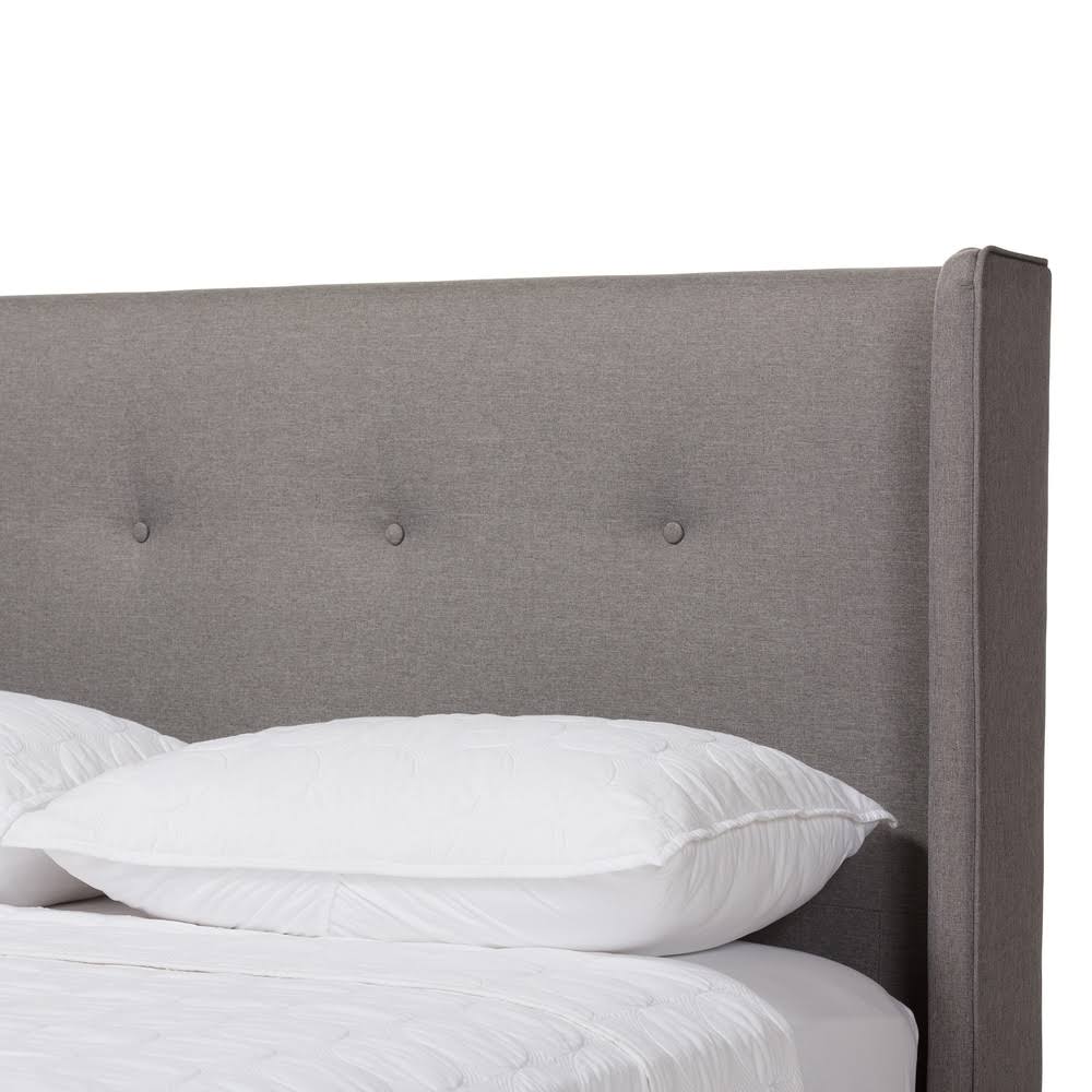 King Grey Fabric Platform Bed U843
