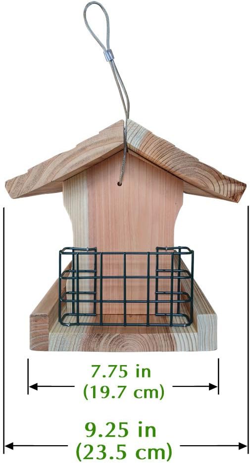 Gray Bunny Deluxe Hopper Feeder with 2 Suet Cages, Solid Wood Large Wild Bird Feeder, Hanging Birdfeeder, Pack of 2 S604