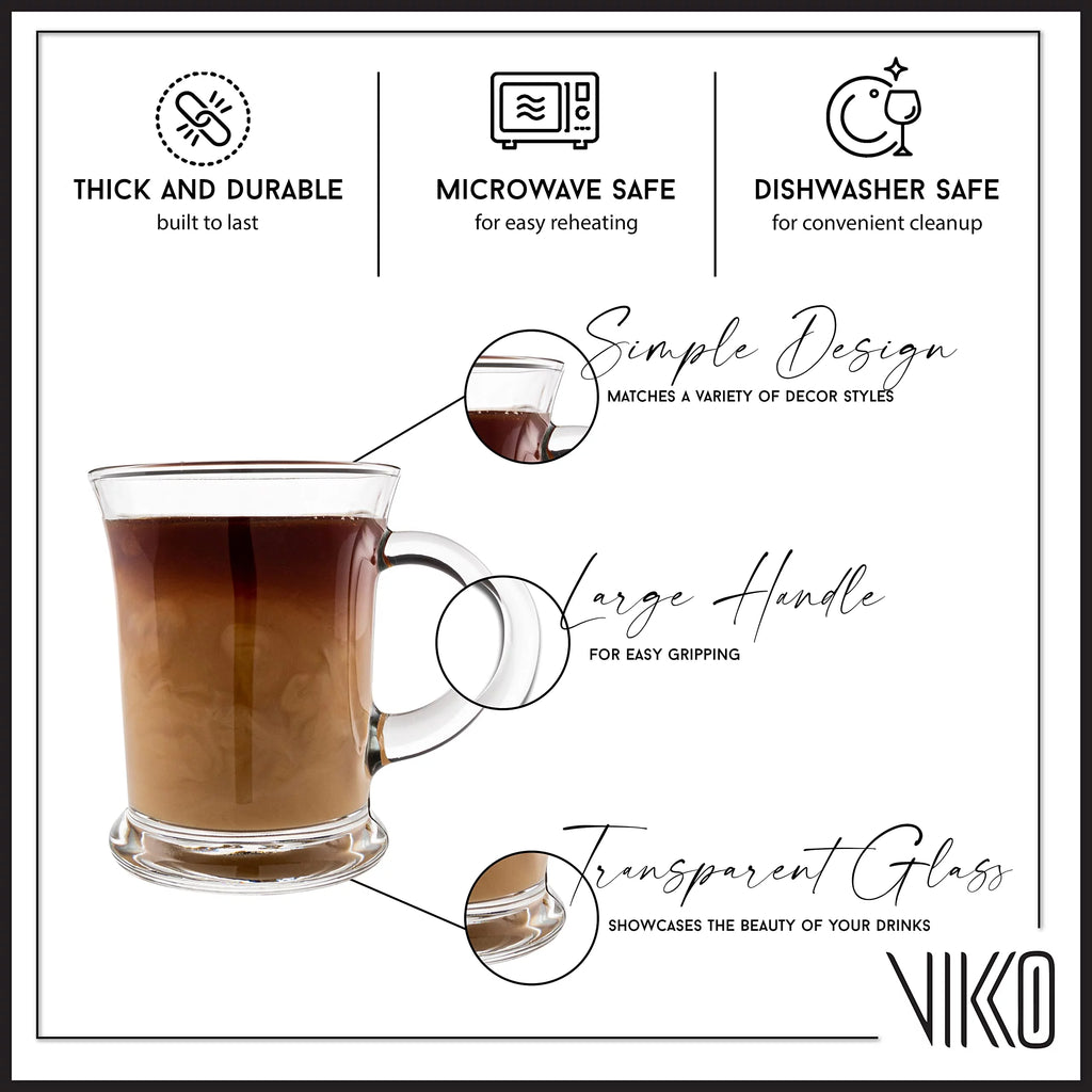 Clear Glass Coffee Mugs Set of Six Q37555