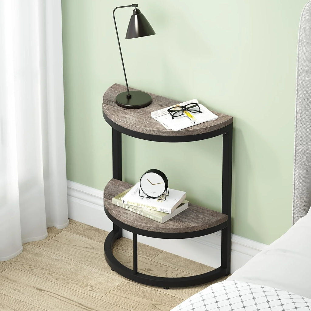 2-Tier Half Round Wood End Table R3922