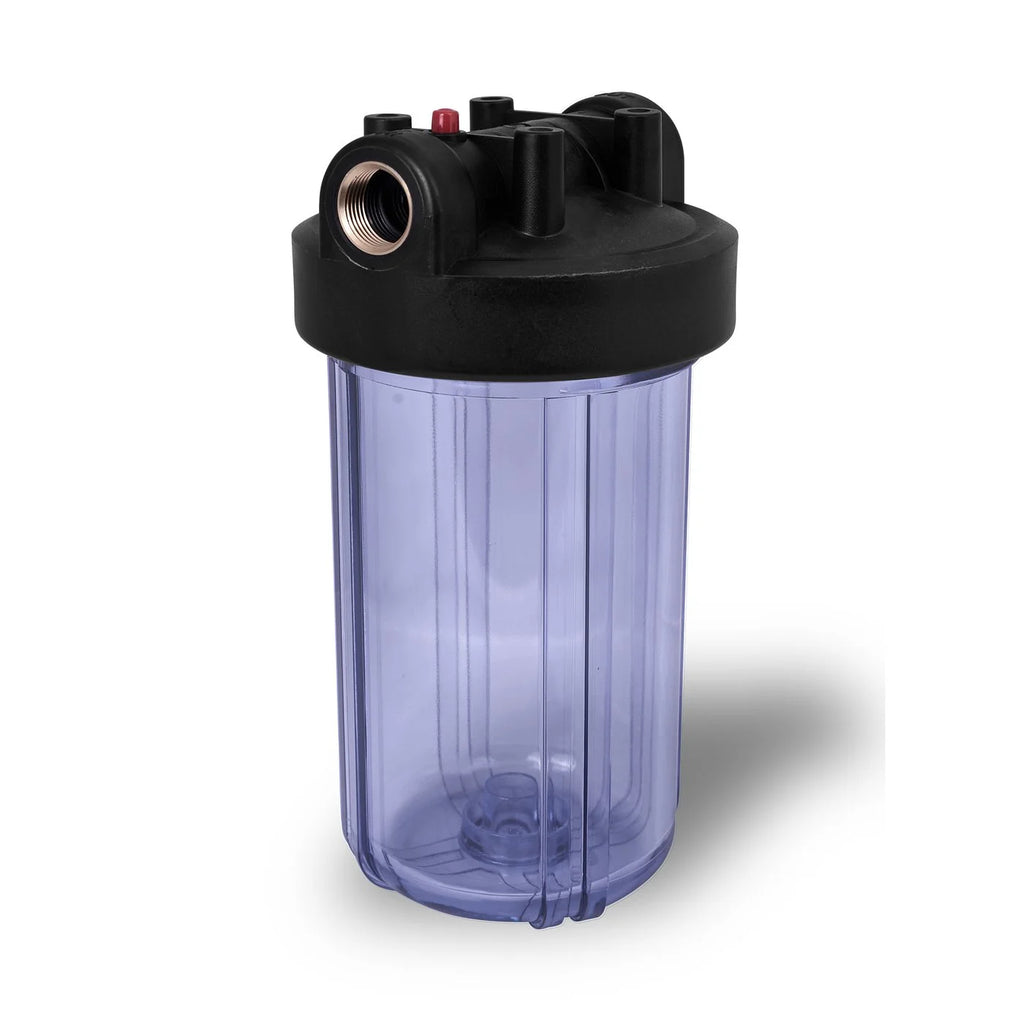 10" Transparent Blue Housing for Whole House Water Filtration System, 1 Brass Port Y277