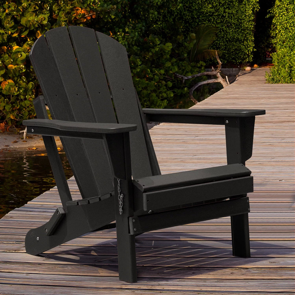 Black All Weather Resistant Resin Folding Adirondack Chair J179