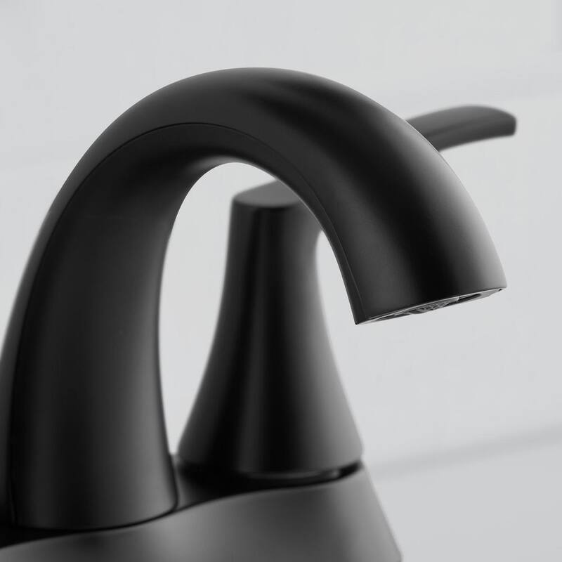 Centerset Double-Handle High-Arc Bathroom Faucet in Matte Black V8700