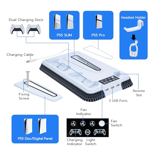 White Cooling Stand with Dual Controller Charging M547