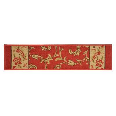 Red Floral Stair Tread O76371