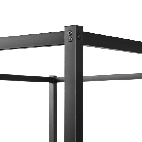 Black Metal Queen Canopy Bed Frame with Headboard C98222