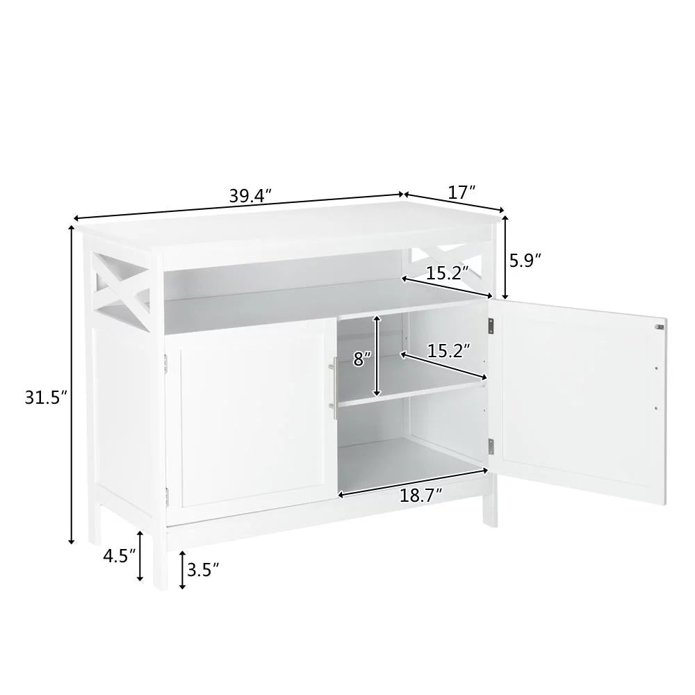 White Free Standing Kitchen Storage Sideboard Cabinet H19174