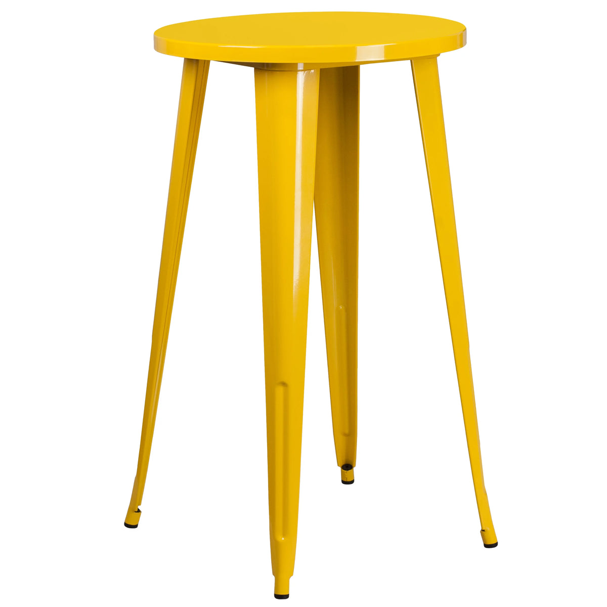 24" Round Yellow Metal Indoor-Outdoor Bar Table Set with 2 Stools D230193