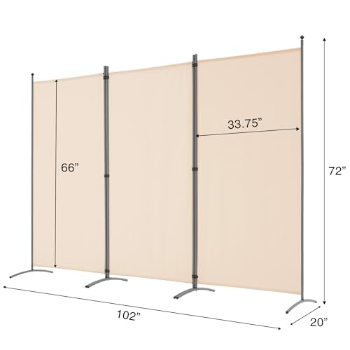 3 Panel Folding Fabric Room Divider, 102" W x 71" H (Black) S947799