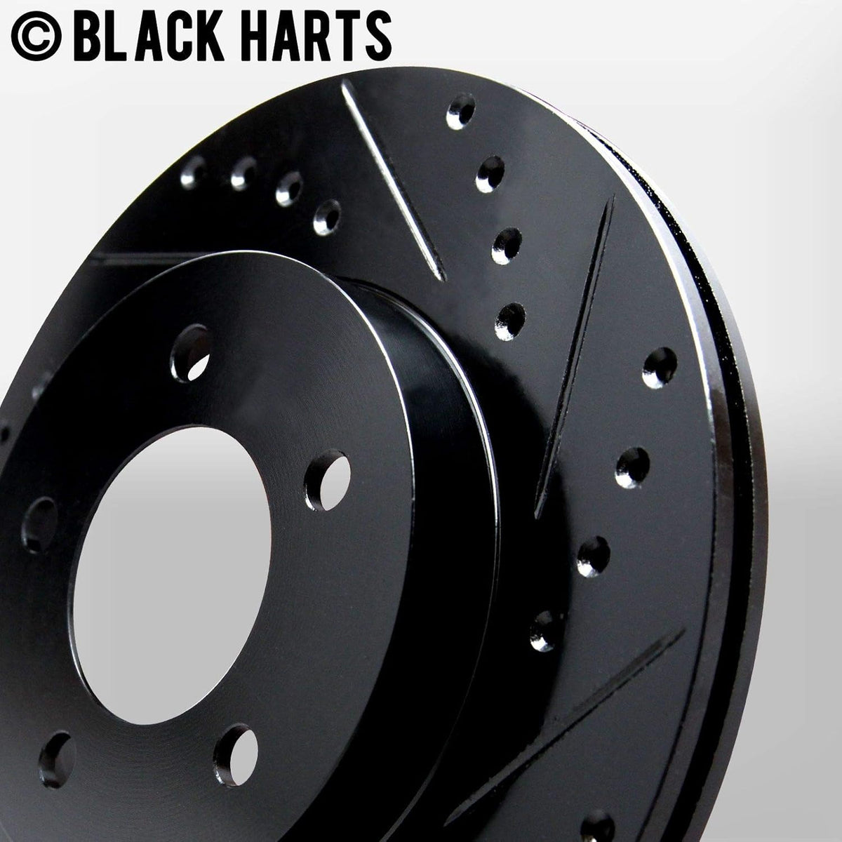 Front Brake Rotors Black Drilled Slotted Heavy Duty Pads F2431