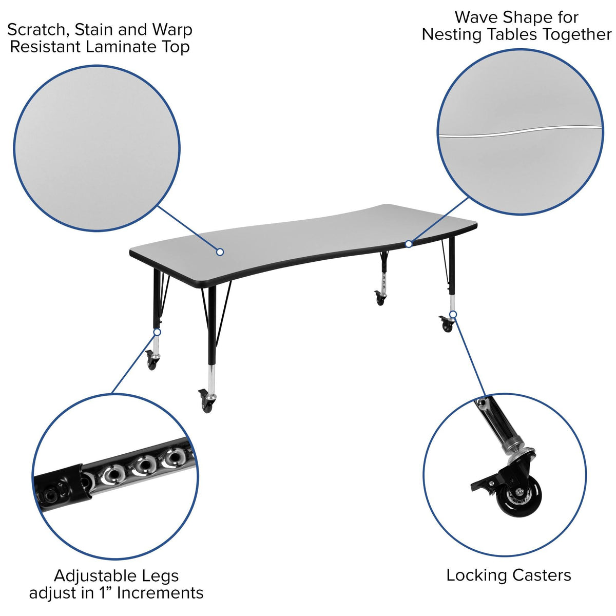 Mobile Rectangular Collaborative Activity Table I39063